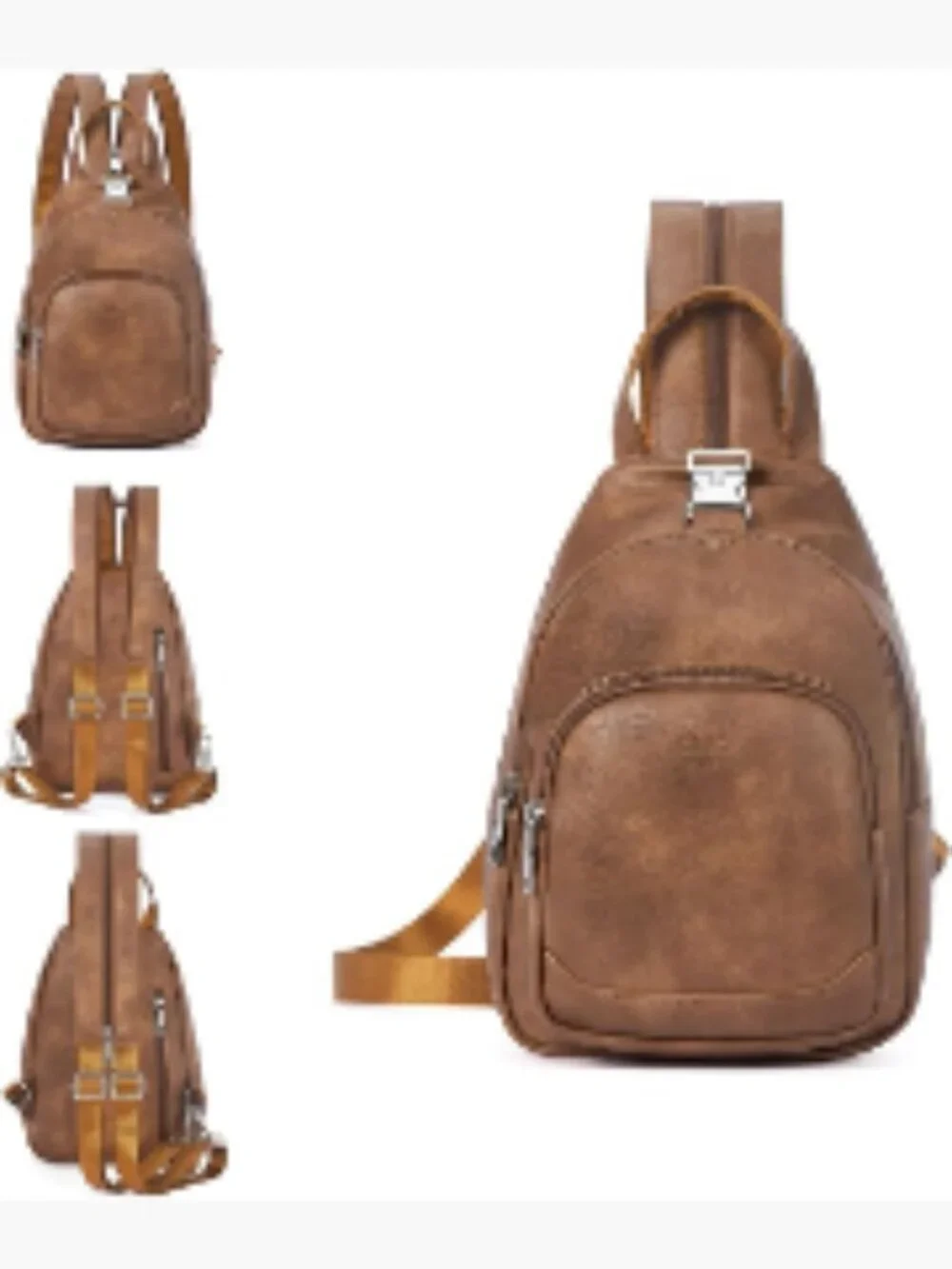 Convertible Sling Backpack Purse Crossbody Bag for Travel PU Leather Daypack